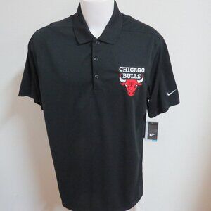 New L-3XL BULLS Black Nike Dri-Fit Men's #02G Polo Shirt